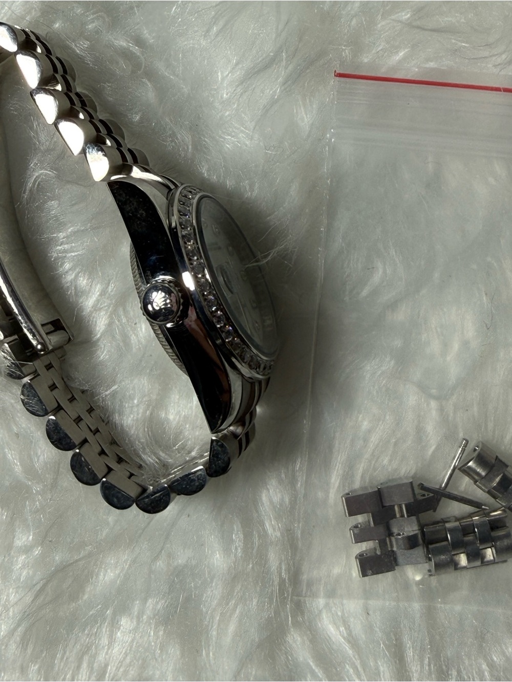 Stainless Steel Women's Watch with Mother-of-Pearl Dial and Crystal Accents - Picture 2 of 12